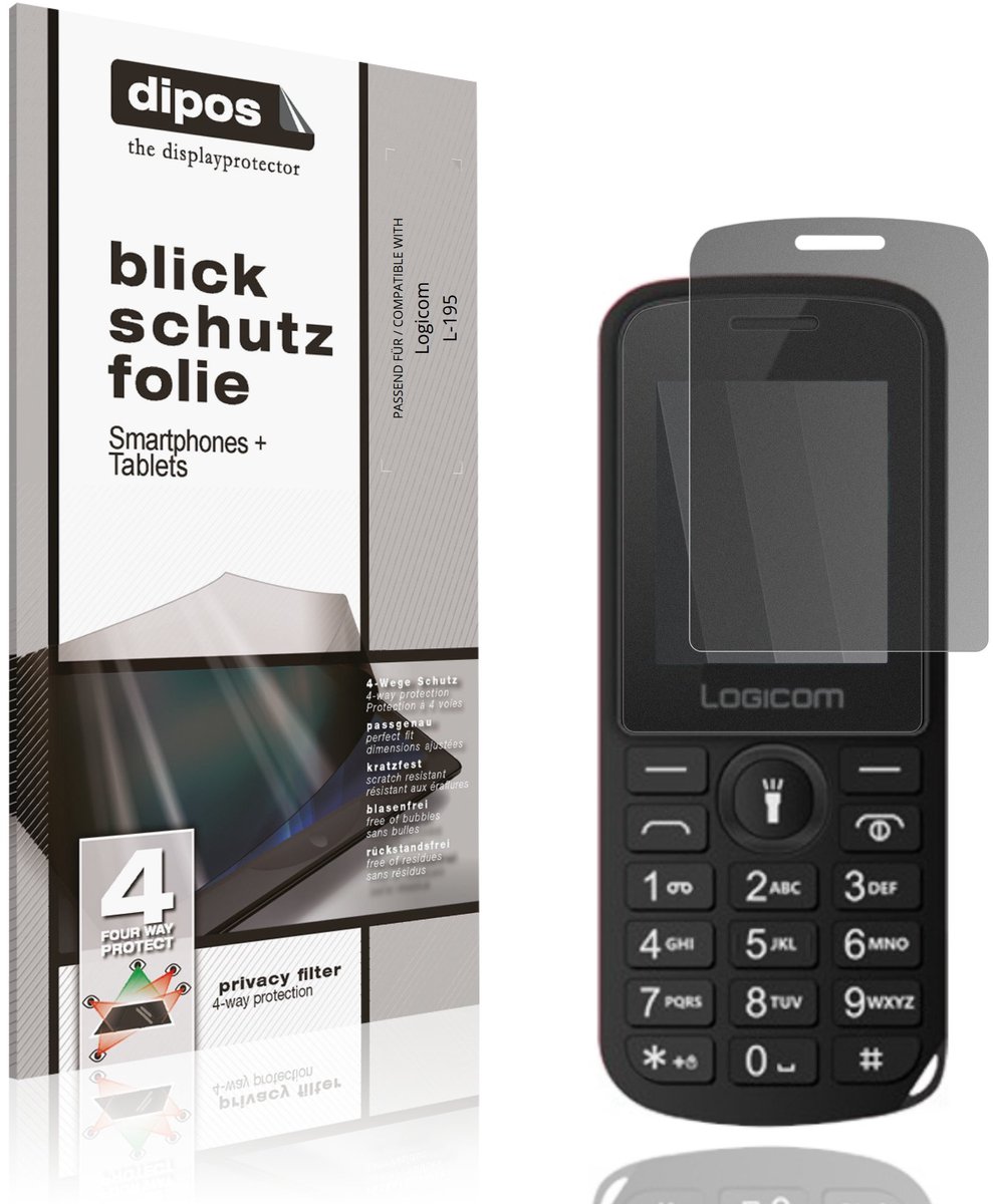 dipos – Matte Privacy Screenprotector geschikt voor Logicom L-195 | Anti-Spy Beschermfolie