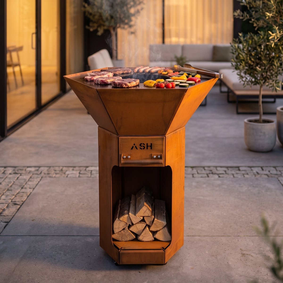 ASH Grill & Heat Core - Plancha BBQ - Ø 75 cm - Zeshoekige bakplaat - ASH opvanglade