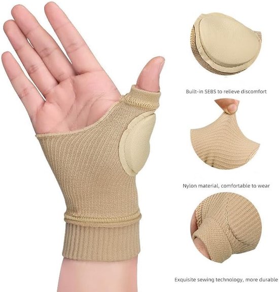 1 paar pols- en duimcompressiehandschoenen, vingerloze artritis handschoenen, artrose handbandage voor tendinitis — afbeelding 5