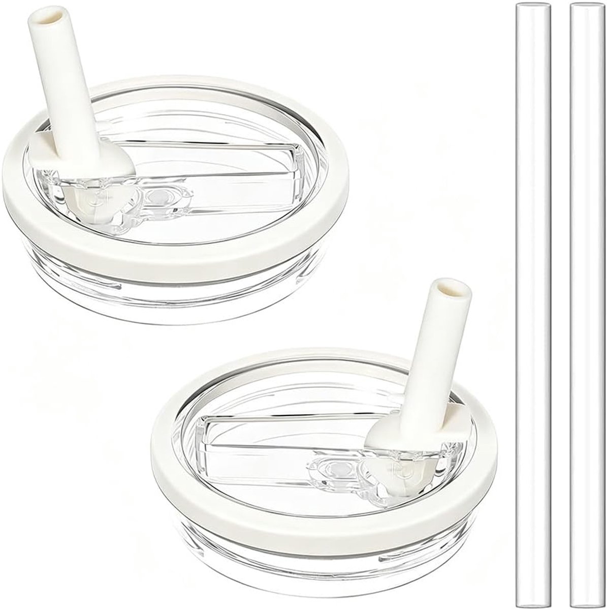 Deksels Lekvrij, 2 stuks vervangende deksels voor 40oz beker met 2 rietjes,reservedeksel voor Stanley Cup accessoires