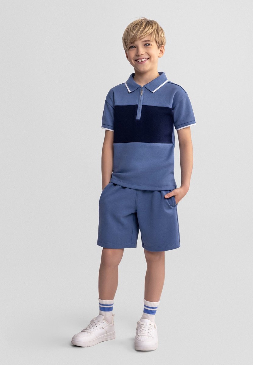 Minoti kleding set jongens colour-block polo - katoen - blauw