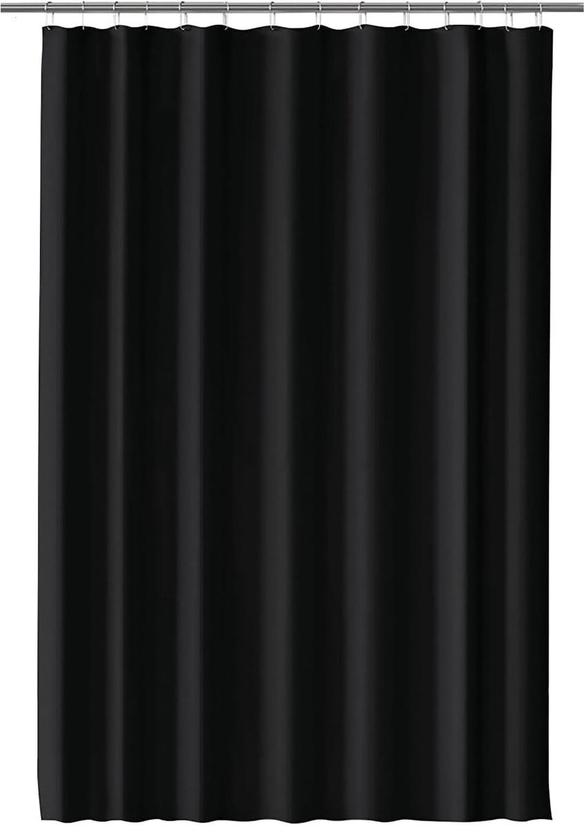 MODFU Douchegordijn – 200x240 cm – Waterafstotend & snel drogend – Met ringen – Stijlvol zwart badkamer gordijn – Wasbaar – Polyester – Zwart