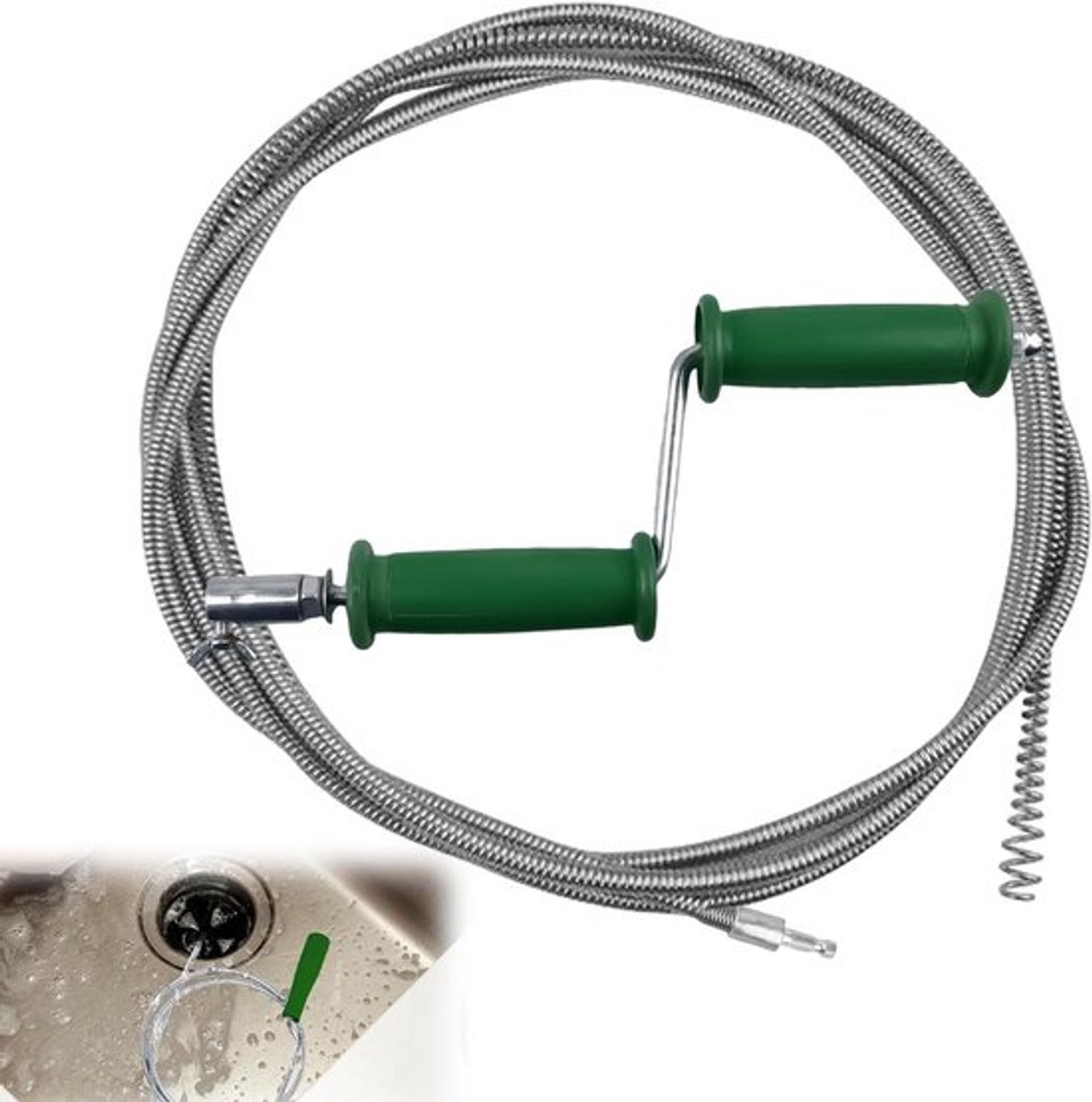 5 m Pijpreinigingsspiraal ø 6 mm - Afvoerreiniger met elektrische en handmatige adapters