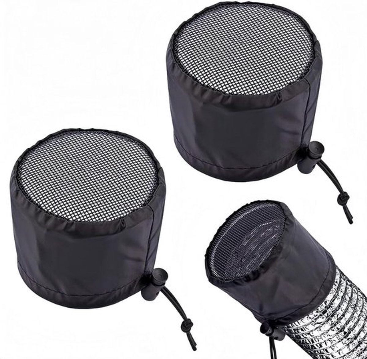 Kweektenten - Ventilatieafdekking - Zwarte mesh - Kanaalfilternet - Plantengroei - Geschikt voor afzuigventilator - Zwart - 2 stuks - (8 inch)