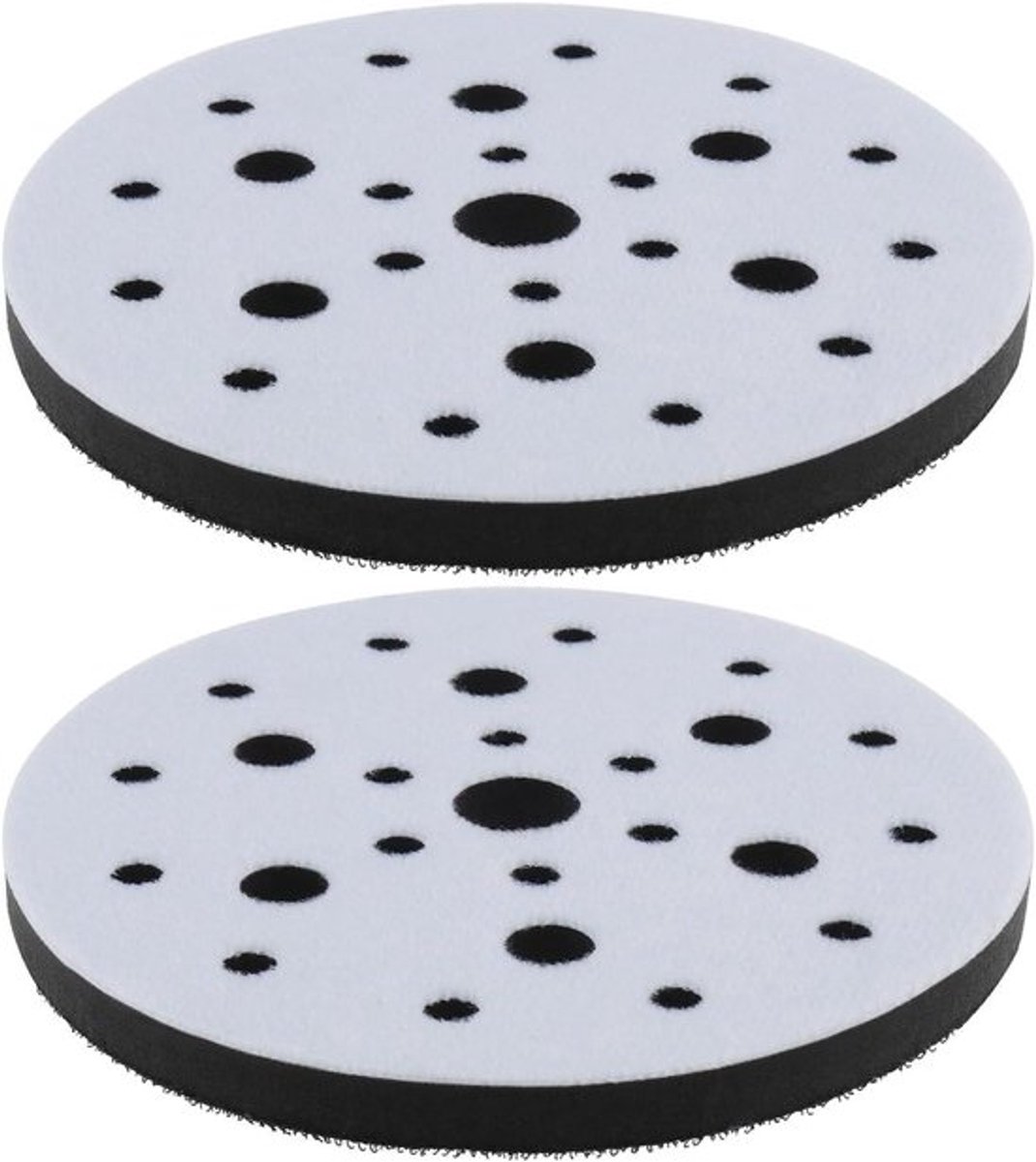 - Zachte Spons Interface Pad - Schuren Pads - 150mm Diameter - 25 Gaten - Haak & Loop - Buffer Spons Interface Kussen Pad - Geschikt voor Schuren - Grijs - 2 STKS