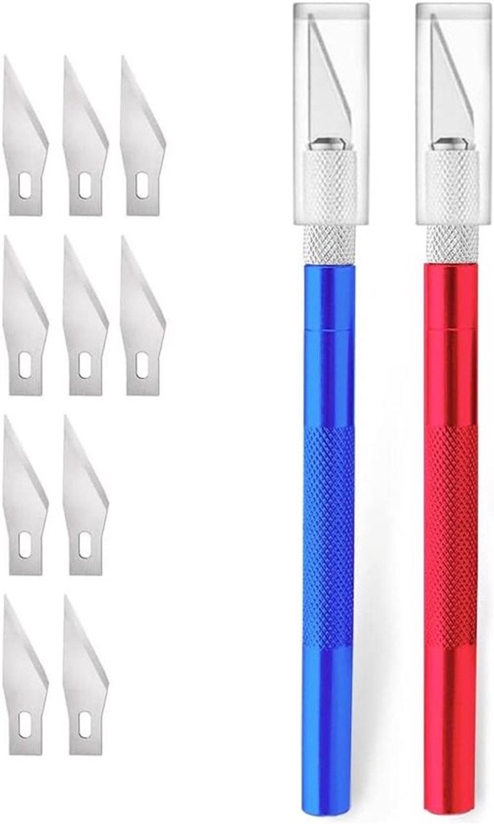 Precisiemes - Kunstwerk - 2-delig - Scalpel - 30 reservemesjes - Snijden - Knutselen - Sculptuur - Geschikt voor alle creatieve projecten met kunstwerken - Zwart metalen handgreep