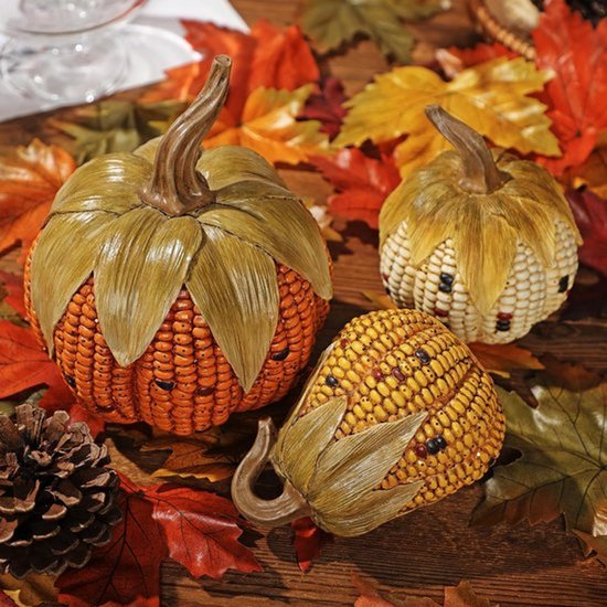 Set van 3 Kunststof Pompoenen - Herfst Halloween Decoratie - DIY Herfstdecoraties - Centerpiece voor Herfstbruiloften en Thanksgiving Decoratie