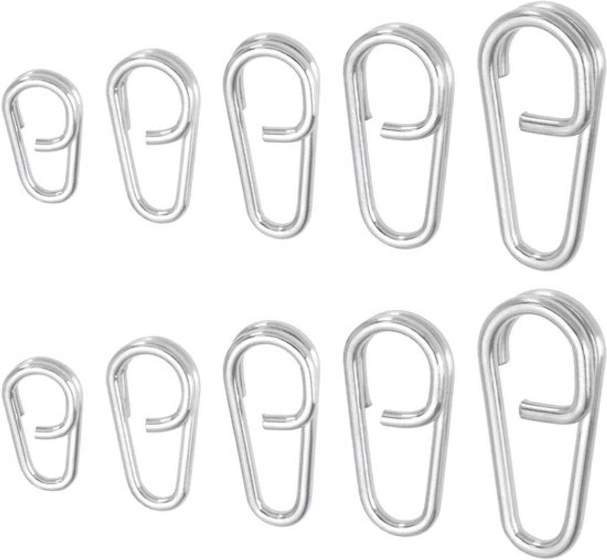 - Visgerei - Vissen Clips - Split Ringen - Rvs - Lokken - Connector - Geschikt voor Kunstaas - Kabeljauw Makreel - 50 stuks Rvs Split Ringen Links Quick Change Vissen Clips 10mm 13mm 16mm 18mm 21mm.
