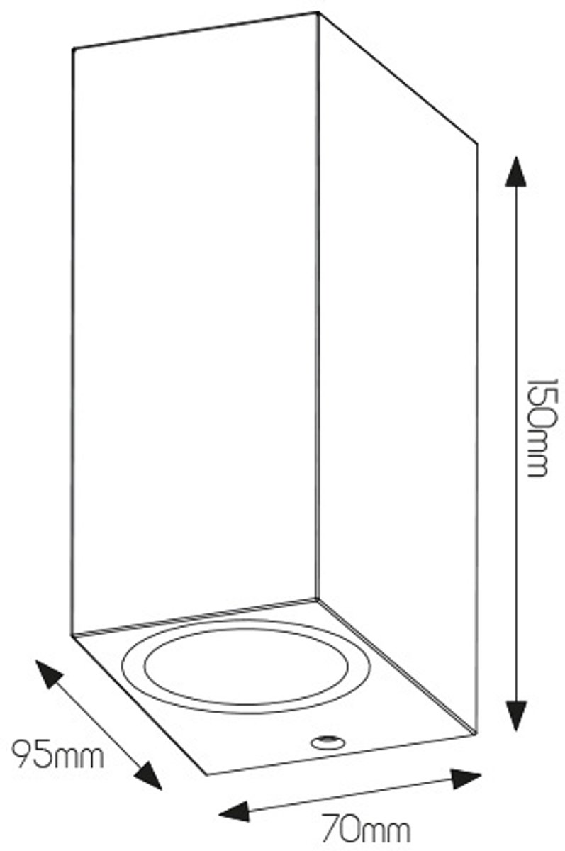Flux SQ vierkante buitenwandlamp met up- en downlight, 2x GU10-fitting (excl.), zwart, IP54, 150 x 70 x 95 mm