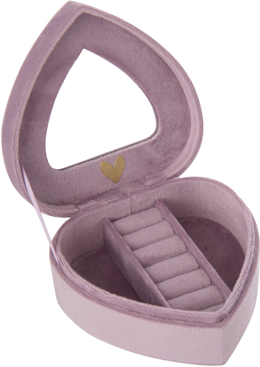 J-Line juwelendoos Hart - fluweel - lila - small