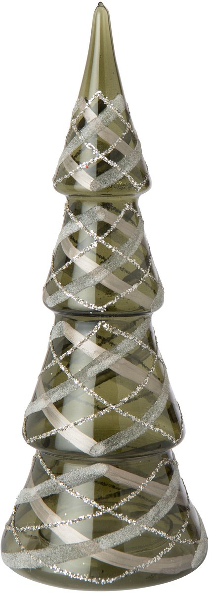 J-Line Boom met ruitmotief - glas - donkergroen/goud - small
