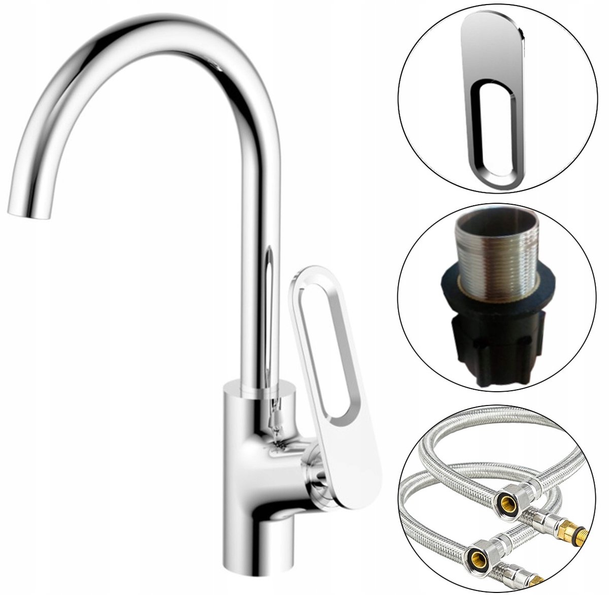 Keukenmengkraan AERO CHROME 32x19 cm, staand