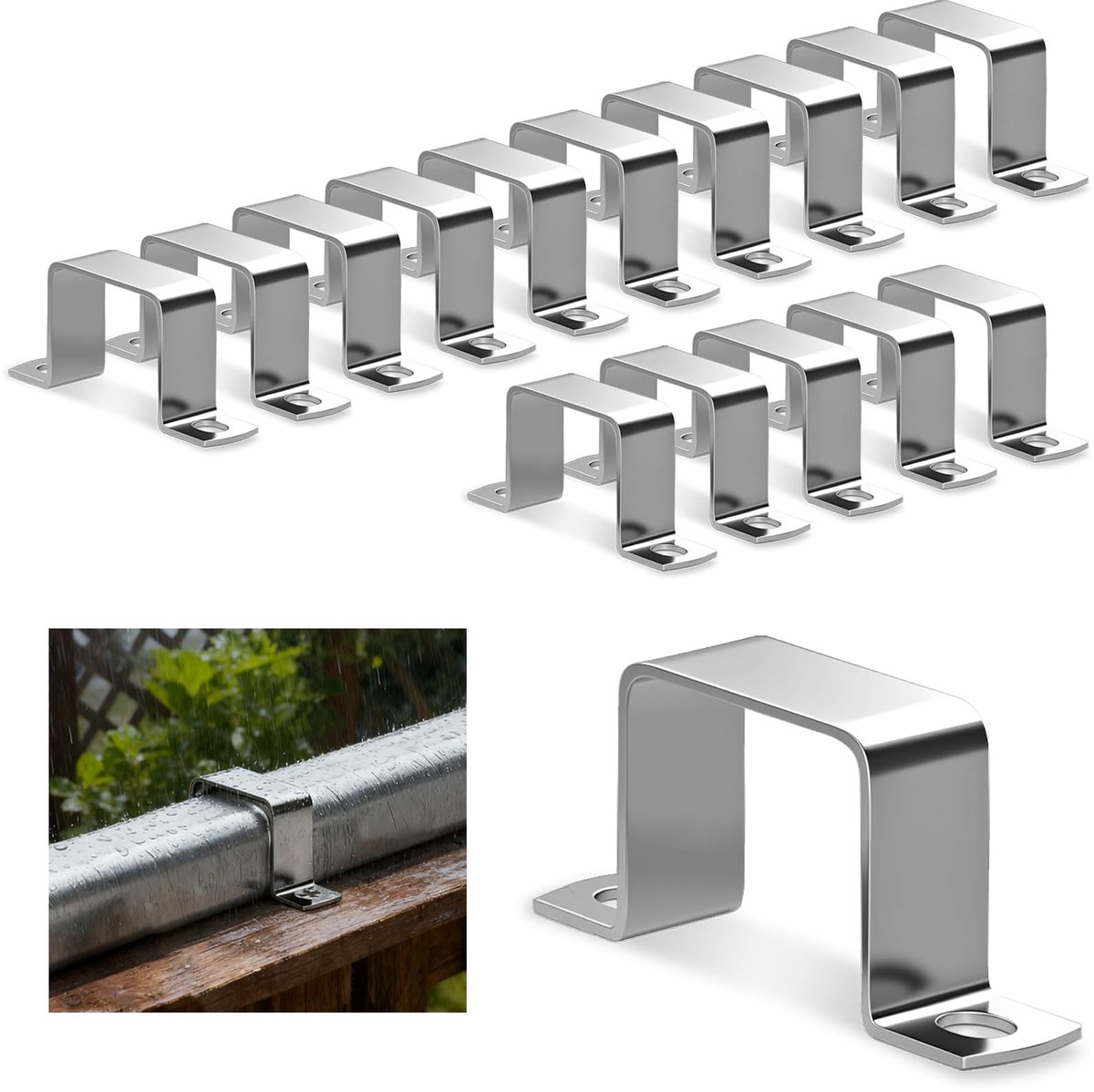 Set van 17 vierkante kabelbinders van 304 roestvrij staal, 30 x 30 mm, U-kabelbinders, hoekige kabelbinders, vierkante kabelbinders voor voordeuren en ramen