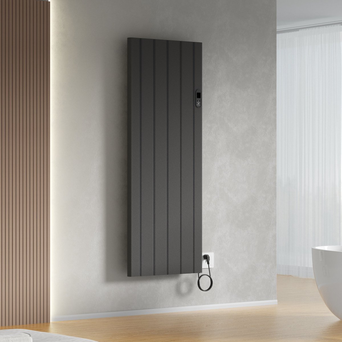 BELRAD elektrische radiator 1600x608x90 mm - Mat zwart - Programmeerbare thermostaat + Smart wifi - 2000W – foto 3