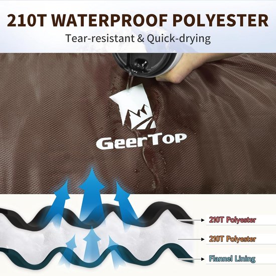 Slaapzak XXL - Kampeerzak Outdoor - Kamperen en Reizen - Grote Bewegingsvrijheid - 220 x 100 cm - Bruin — afbeelding 3