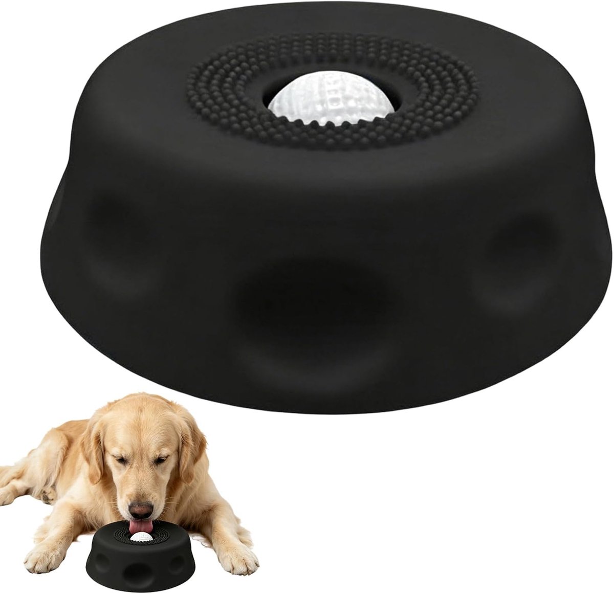 Feeder Lekbal voor honden, anti-sling bak voor honden met siliconen flens en antislip onderkant voor vloeibare lekkernijen, hondenspeelgoed voor grote, middelgrote en kleine rassen