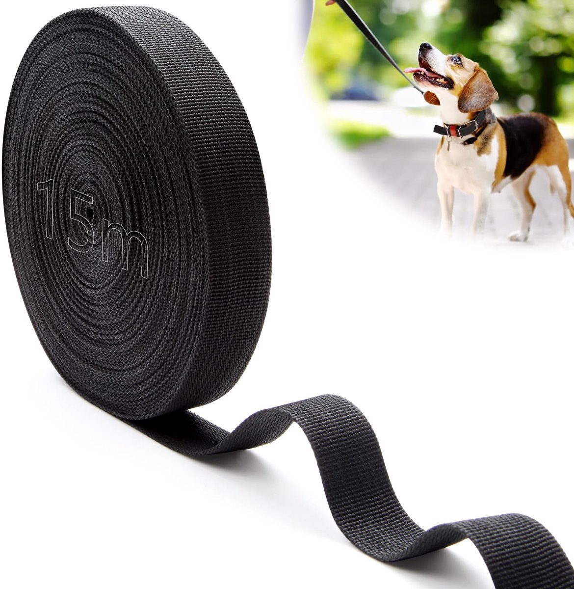 15M Polypropyleen riem, 25 mm, zwart, katoen, tasband, waterbestendig, nylon band voor snijden, naaien, doe-het-zelf, rugzak, bagageriemen, handtassen, hondenriem