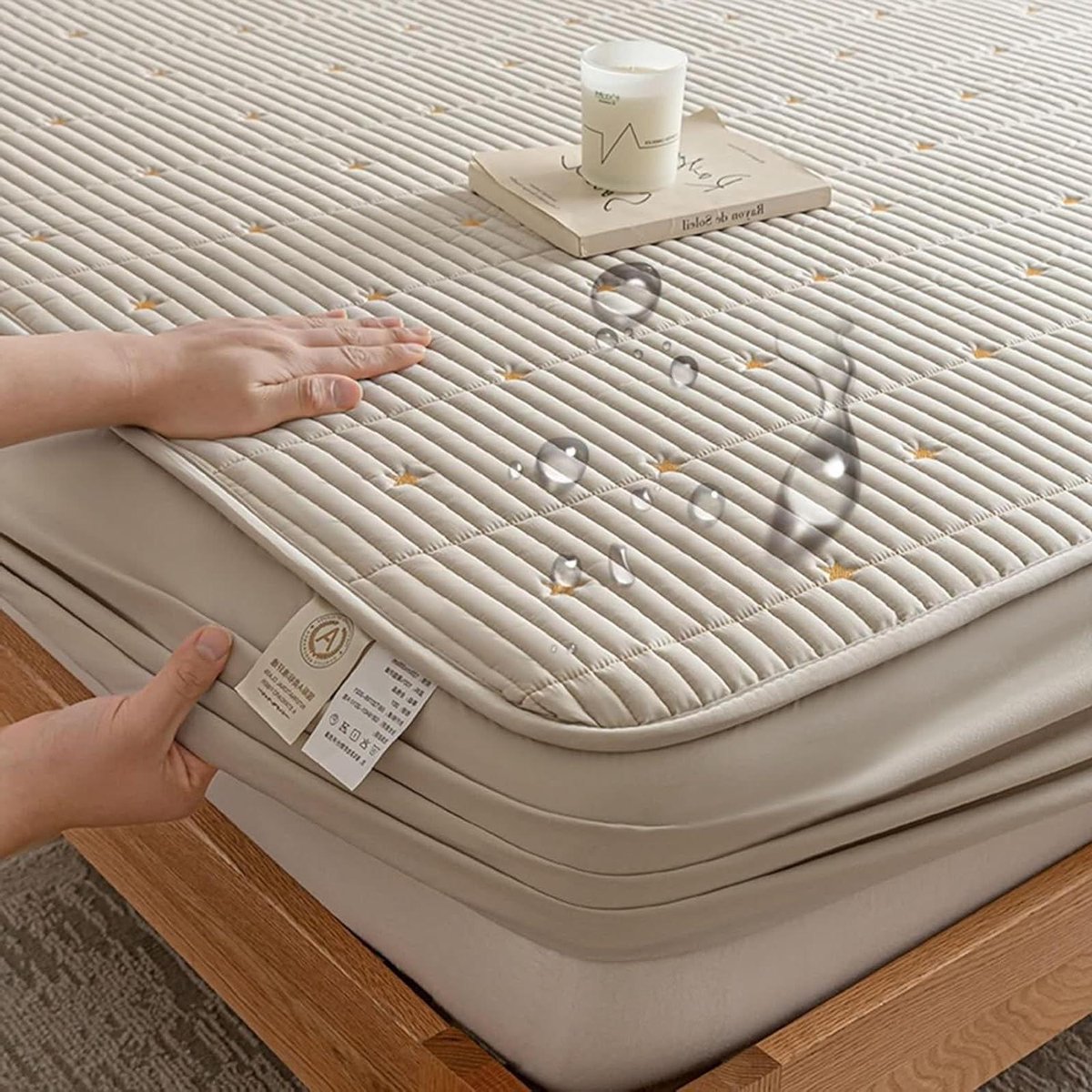 Hoeslaken - Beddengoed set - Slaapkamer decoratie - Polyester katoen - 180 x 220 cm - Licht kaki