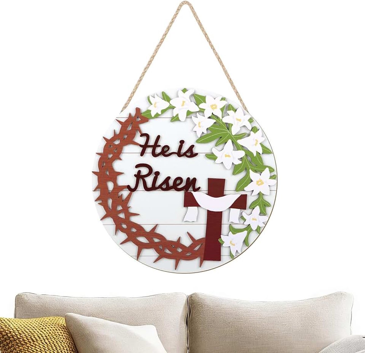Deurhanger, rustieke houten decoratieve wandhanger, deur welkomstbord, voor binnen en buiten, terras, tuin, raam, garage, landhuisstijl, lente