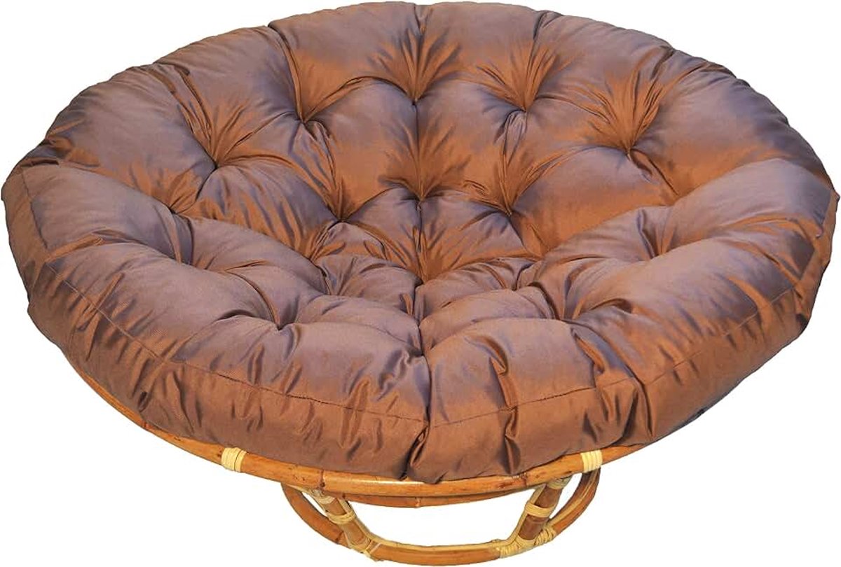 Papasan Kussen 130 x 13 cm, zitkussen, kussen, hangstoelzitkussen, papasan-stoelkussen, rond, dik, comfortabel, nest zitkussen, hangmatkussen, bruin, 130 x 13 cm