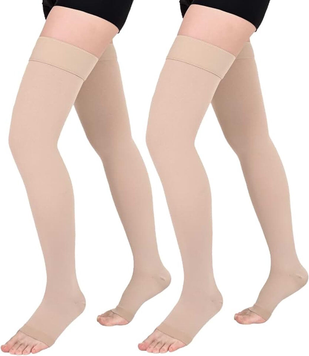 Kousen dames heren steunpanty klasse 1 trombose kousen 15-20 mmHg, steunkousen dames vlucht compressiesokken, 2 paar compressiebroek voor spataderen, oedeem, DVT, 3XL