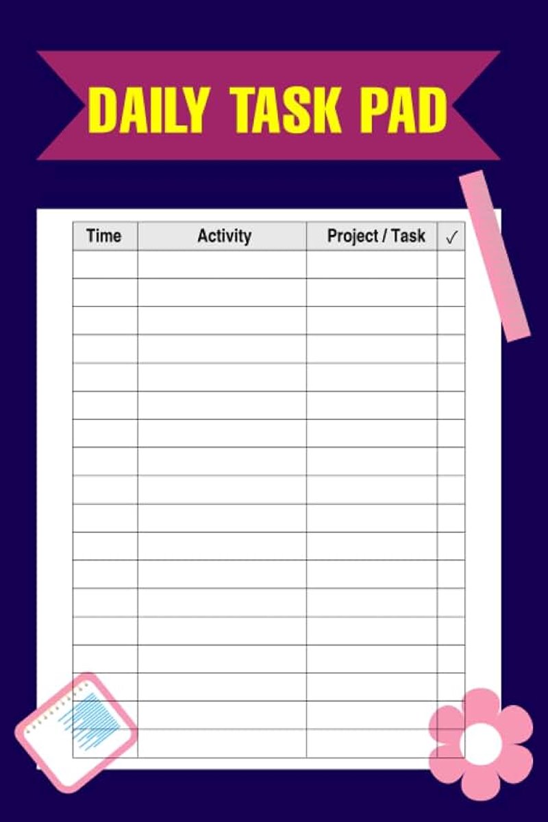 Task Pad: Undated Lined With Checkboxes for Daily Task Whiteboard