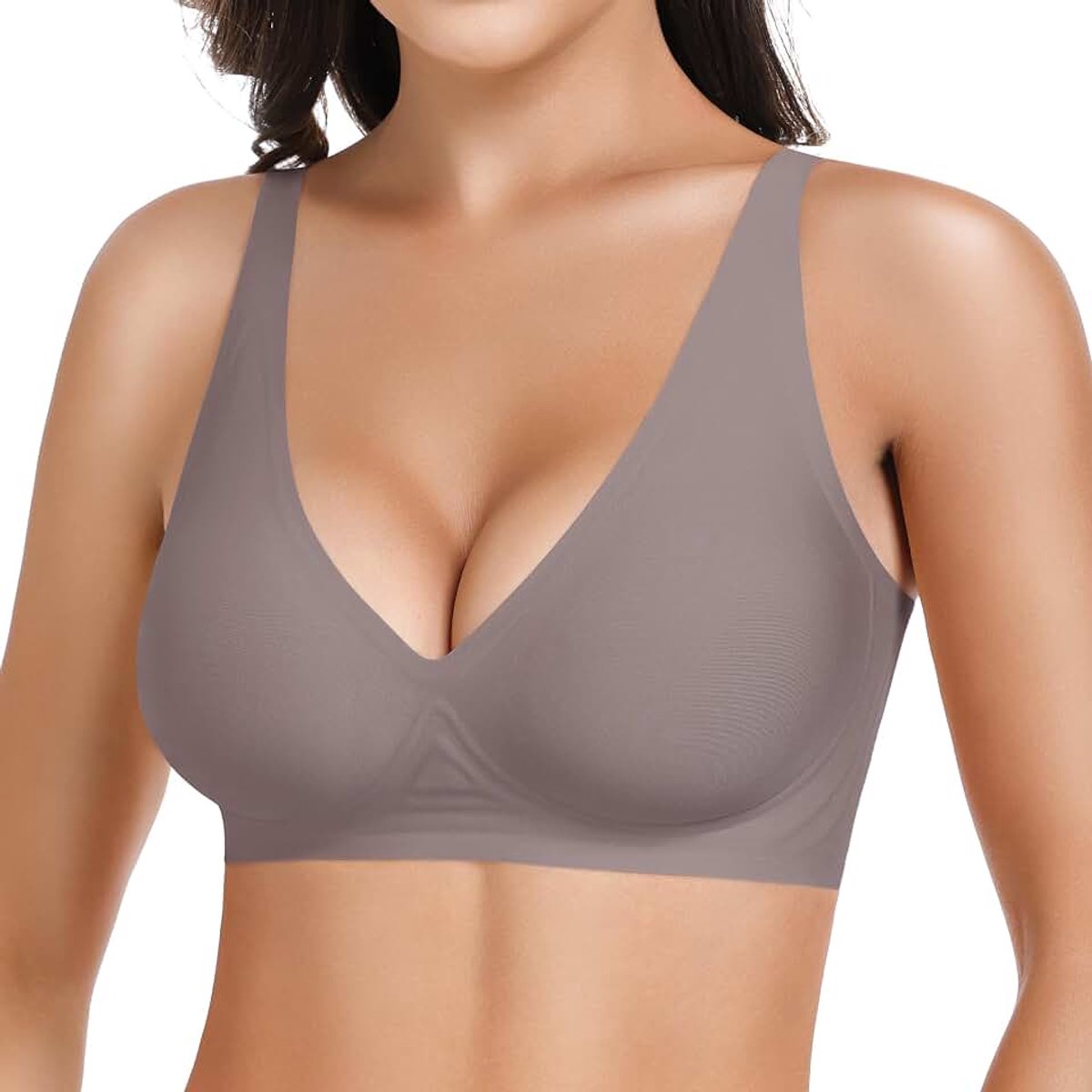 Naadloze beha voor dames, zonder beugel, V-hals, bralette, zachte push-up beha, gevoerd, klassieke bustier, T-shirts, beha, naadloze beha met extra beha-verlenging