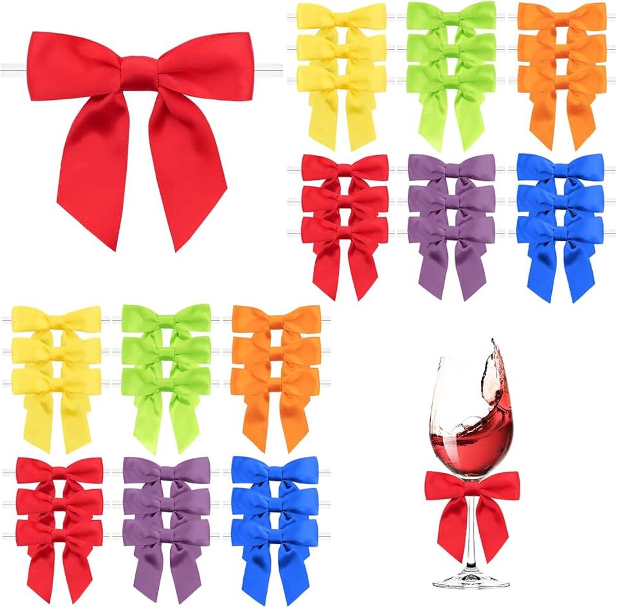 36 Stuks Satijnen strikken, 8.8 CM Mini-Cadeaustrikken van Voorgebonden Strikken, Satijnen Lint voor Cadeau, Doe-het-zelf Koekjes, Snoepzakjes, Kerstboom, Bruiloftsdecoratie(Regenboogkleur)