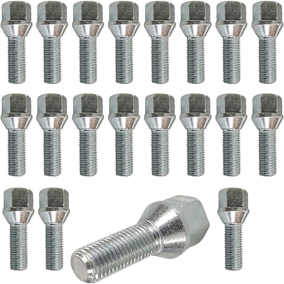 Bouten, kegelband, zilver, M12 x 1,25, 22 mm (zilver, 50 mm)