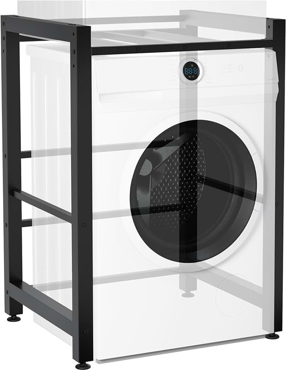Medina Wasmachinerek - Wasmachine verhoger - Wasmachine Sokkel - Universele Wasmachine Onderstel - Voor 2 huishoudelijke apparaten -, Kleur:zwart