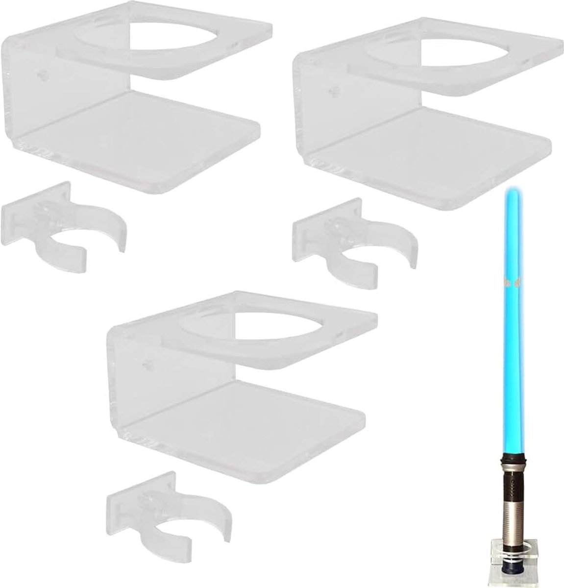 Clear Light Sabre Wandmontage Wandrek Wandhouder - 3 Pack