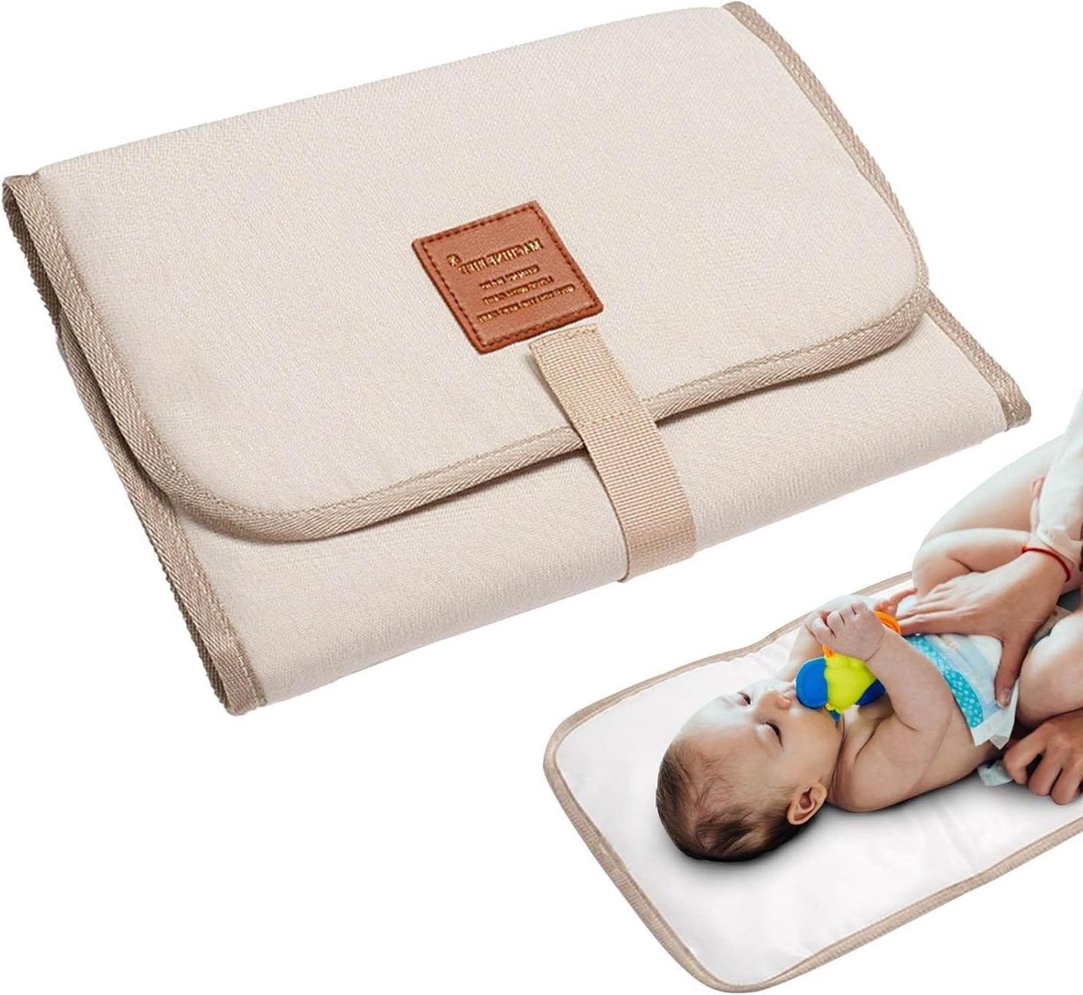 Draagbaar Verschoonkussen - Baby Verschoningsmat - Onderweg Luiers - 3-laags Waterdicht - 31 x 21 cm - Wit