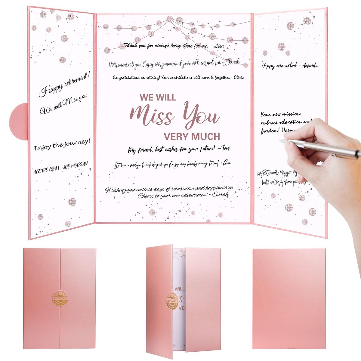 SnelShoppen - Rose Gold We Will Miss You Decoraties, Alternatief Gastenboek voor Afscheid, Pensioen Geschenken voor Collega's, Feestartikelen met We W