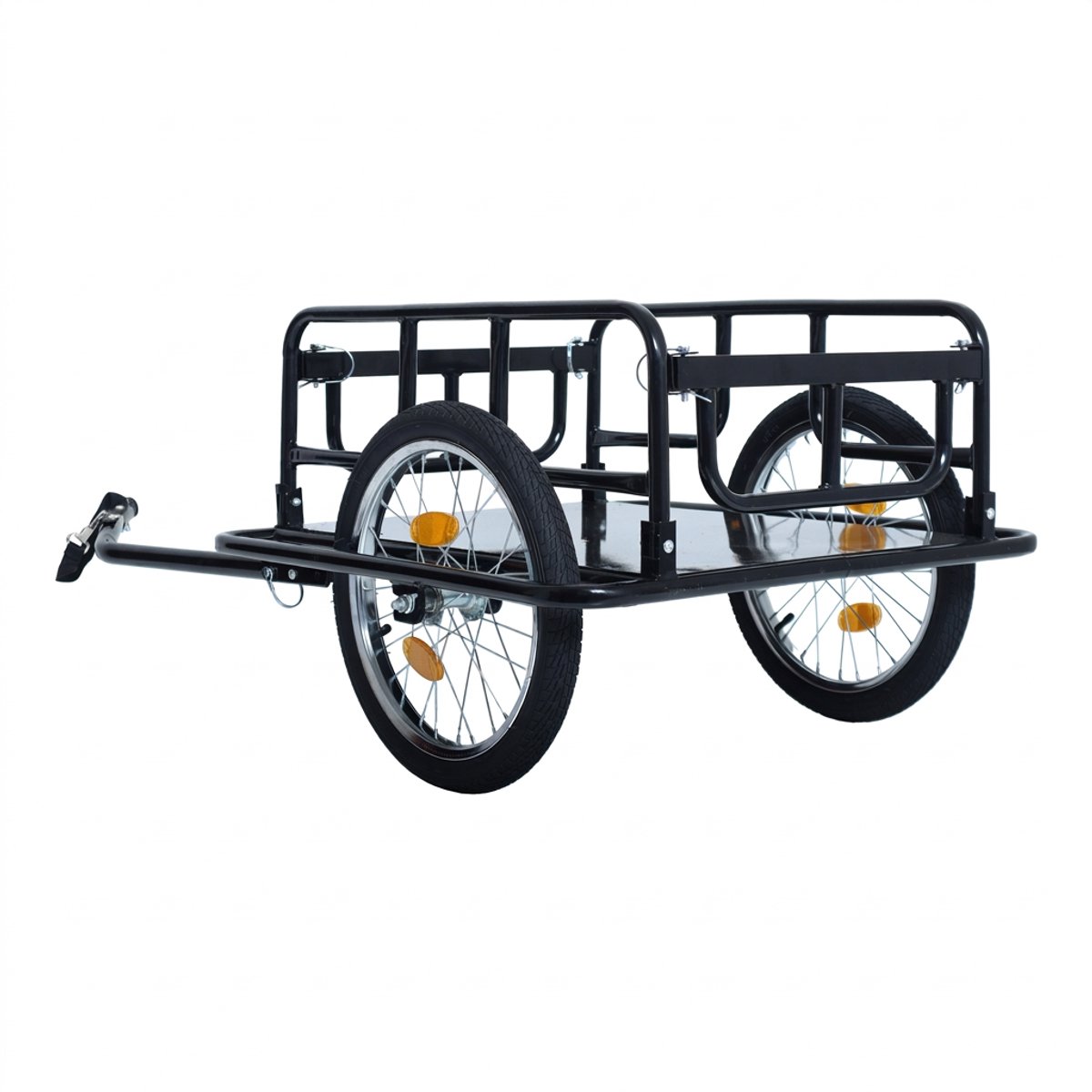 Fietskar - Bagagekar fiets - Fietsaanhanger-Transportkar – Opvouwbaar –50 kg – 16 inch - Staal - Boodschappen - 70x15,5x69,5cm- Transport-Zwart