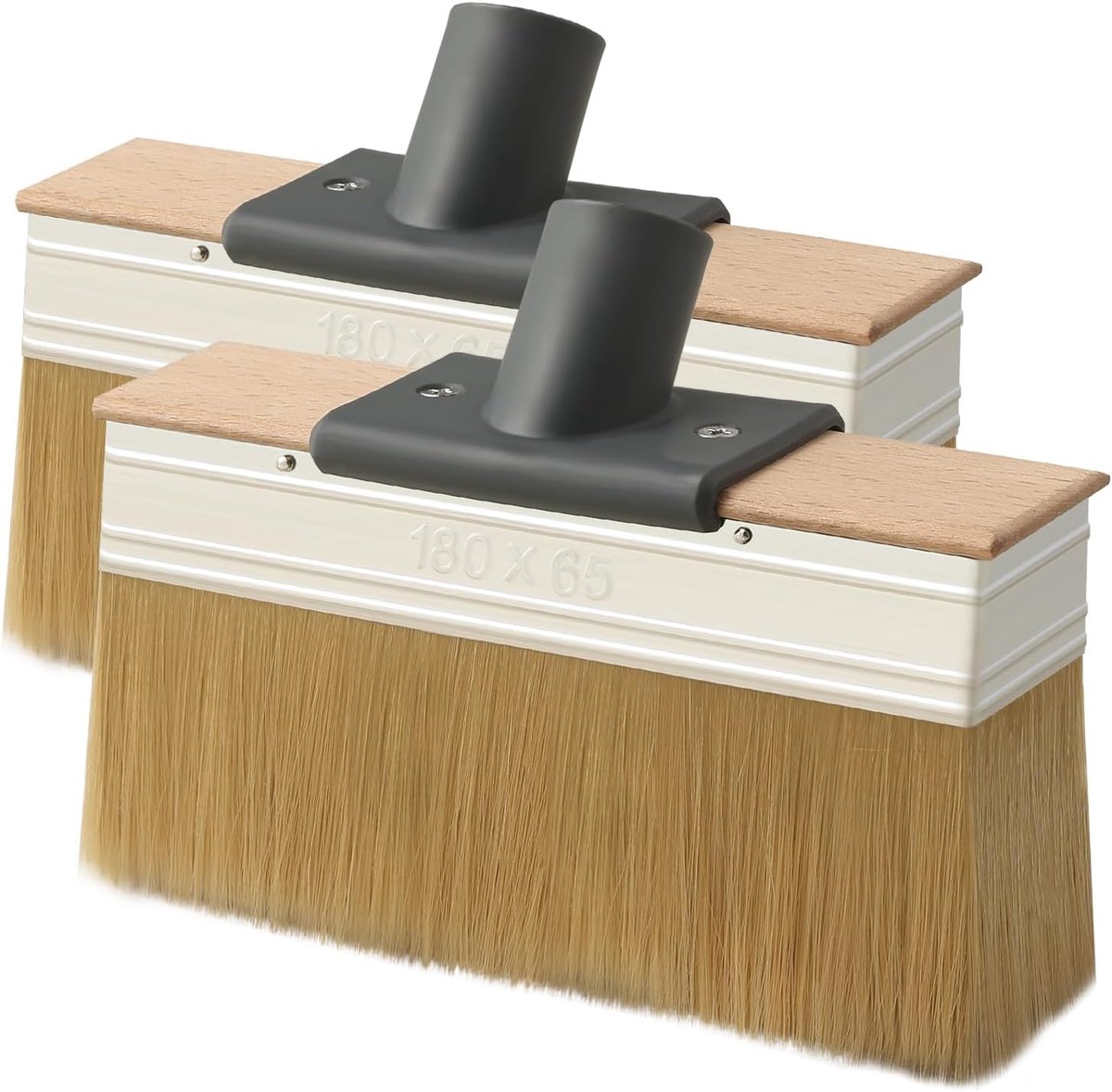 Kwasten als Vervanging（2 Sets）, 18cm Vlakkwast met Dikke Borstelharen, Glazuurkwast Set voor Verf, Stainen, Vernissen, Lijmen en Huis DIY op Muren, Dek, Meubels en Hout