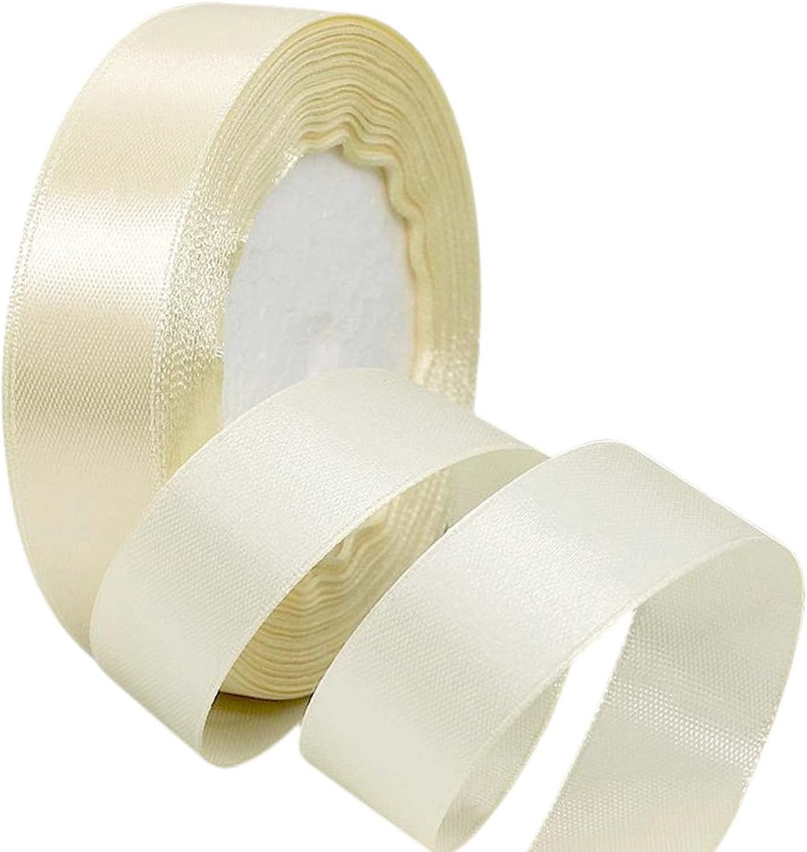 wit satijnen lint 20 mm, 22 m ivoorwit haar lint taartstrikken voor kerstcadeauverpakking, stof polyester satijn voor bruiloft auto, kerstcadeaus inpakstrikken haartaart
