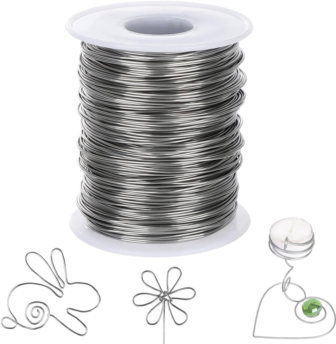 Draad, 100 meter x 0,8 mm modelleerdraad, buigbare roestvrijstalen draad, zilverdraad, om te knutselen met spoel, knutseldraad voor bailing-draad, modelleerdraad, sieraden