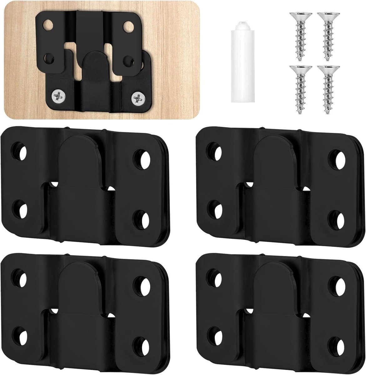 8 stuks zware belasting, inbouw, verborgen houder, in elkaar grijpende fotohanger, roestvrij staal, meubelverbinder, haken van roestvrij staal, voor bank, meubels, fotolijst