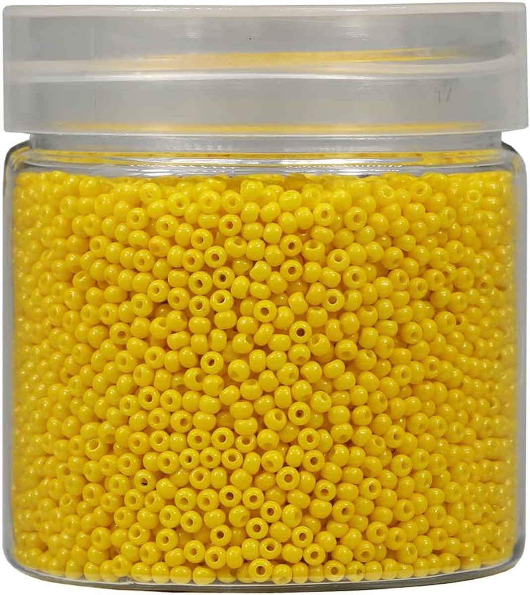 Kralen om te rijgen, 10.000 stuks/110 gram in doos, 12/0 gele glazen kralen, kleine rocaillekralen voor het maken van sieraden, oorbellen, armbanden, halskettingen (geel)
