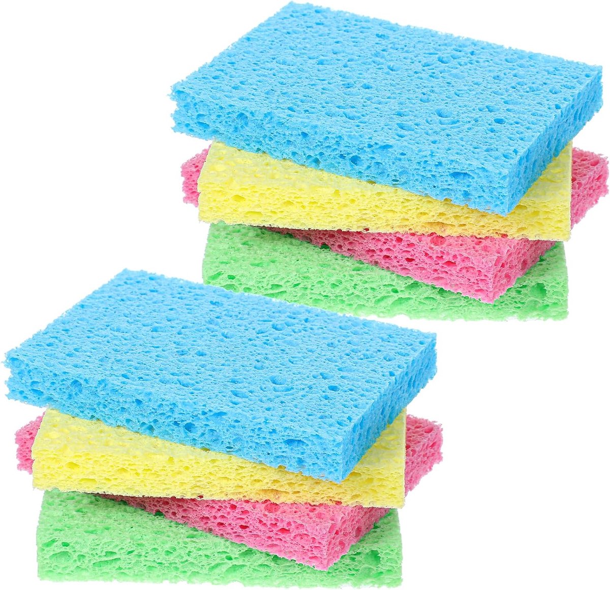 Set van 8 siliconen keukensonzen, universele spons, gecomprimeerde cellulose voor thuis, keuken, badkamer, auto, glazen ramen