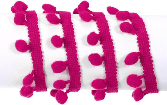 10 Iarde band met pompons, bal, franjes, trim accessoires voor het naaien van gordijnen, jurken, kussens (8 mm, fuchsia) — afbeelding 2
