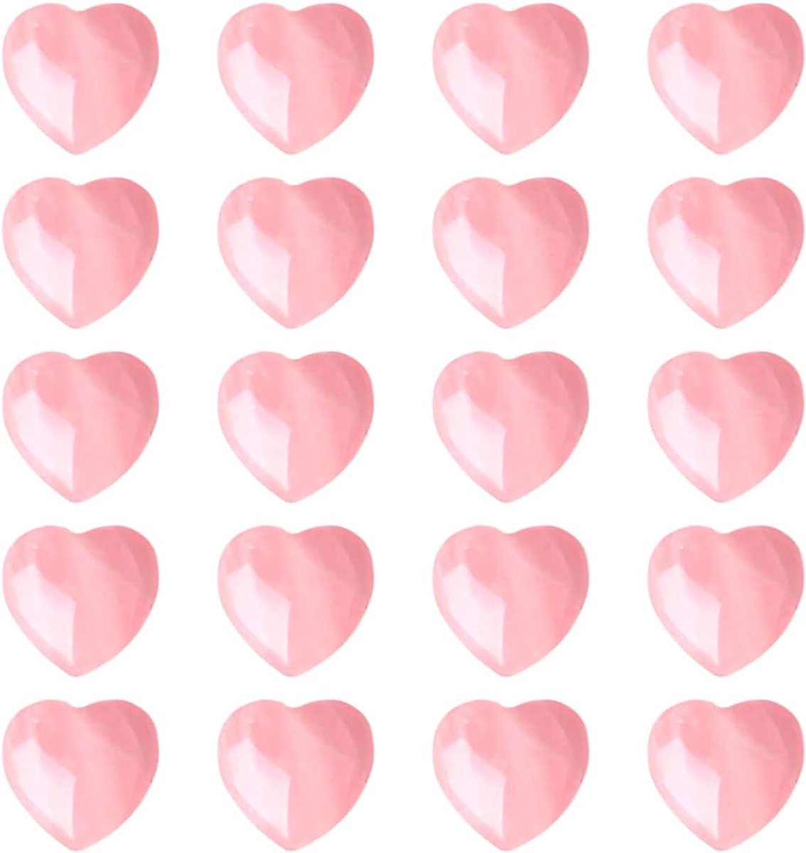 20 Stuks Rozenkwarts Kristallen Set, 2 CM, voor Yoga Meditatie | Hartvormige Roze Kristal Rozenkwarts, voor Hartvormige Liefde Edelstenen, Valentijnsdagcadeau