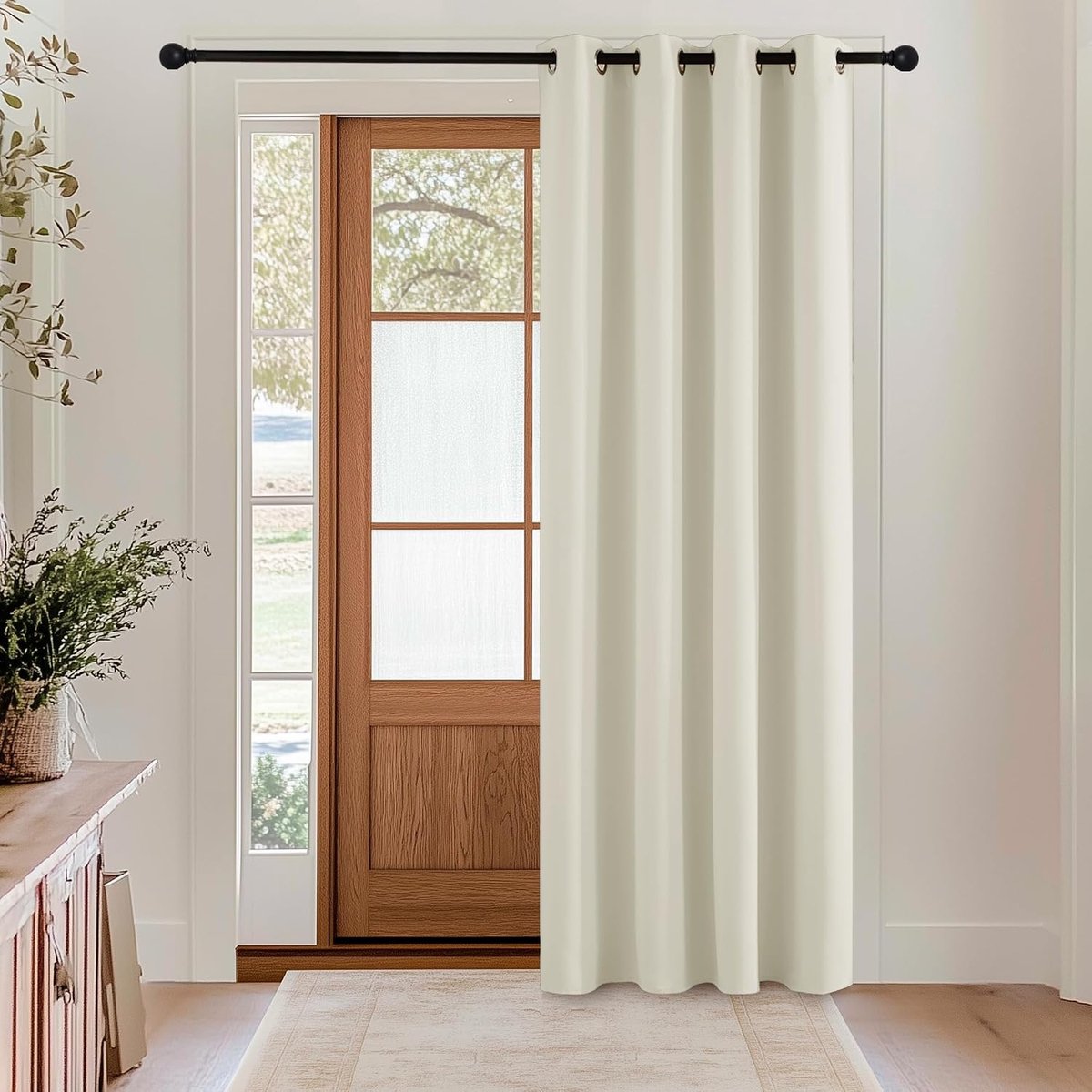Effen Kleur Verduisterende Gordijnen, Warmte-isolerende Gordijnen, Stijlvol, Geschikt voor Woonkamer Slaapkamer met Ringen,140B x 240H cm (1 Panelen),Lichtbeige