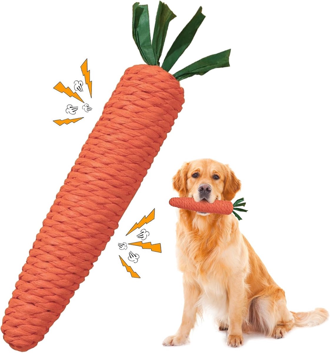 Kauwspeelgoed voor honden, piepspeelgoed voor wortel-canis, hondenspel van gevlochten touw, wortel, tandreiniging, voor kleine en middelgrote puppy's