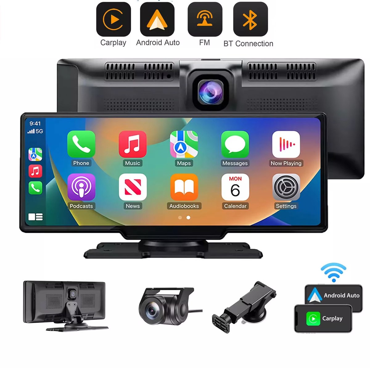 Mura Dashcam - Carplay - Android Auto - Achteruitrijcamera - Touchscreen - 4K - Bluethooth - Voice Control - 238 × 90 mm