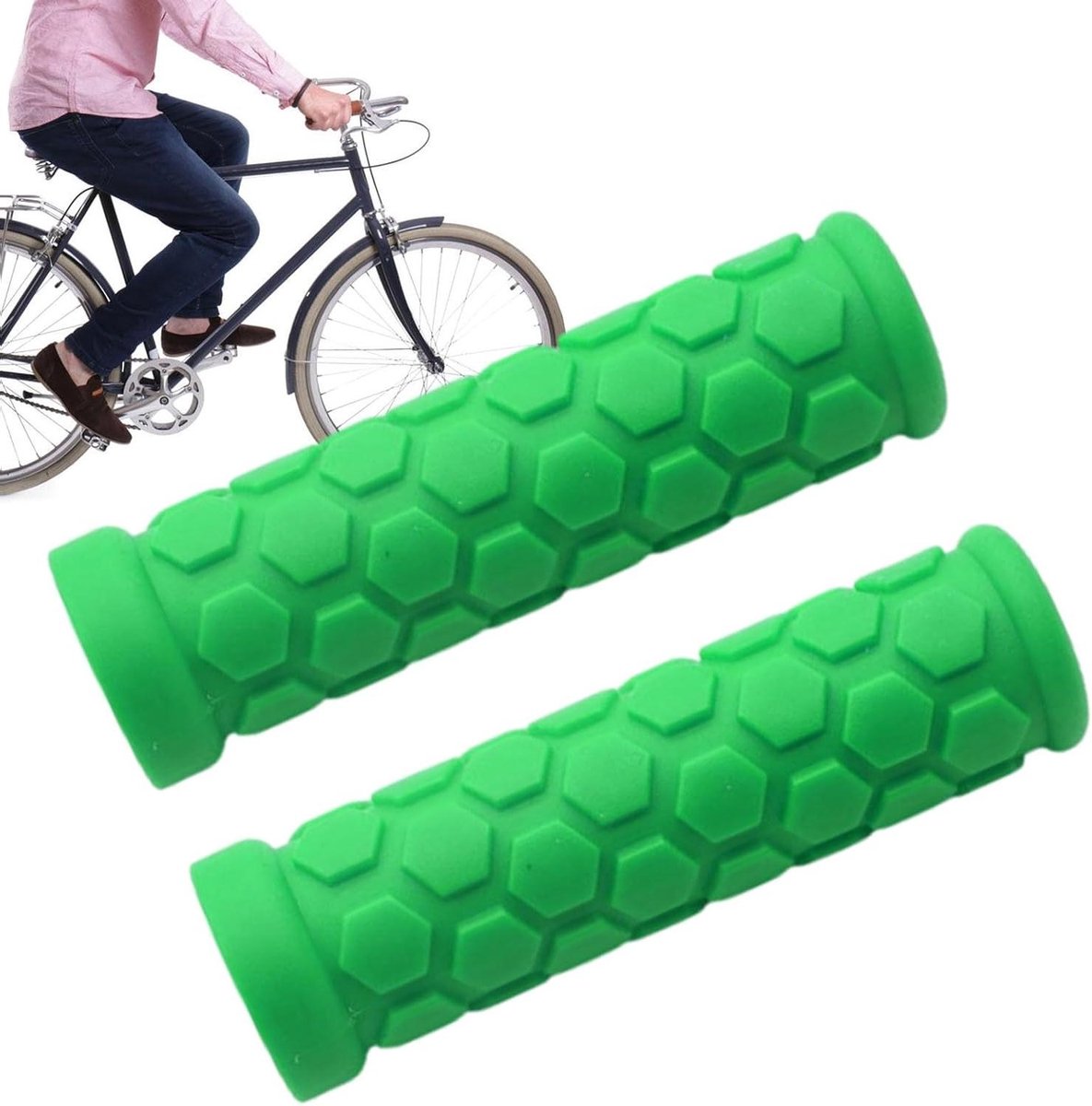Fietsstuurgrepen - Handvatten - Comfortabel Fietsen - Antislip Schokabsorberend - 102mm Lengte - Groen