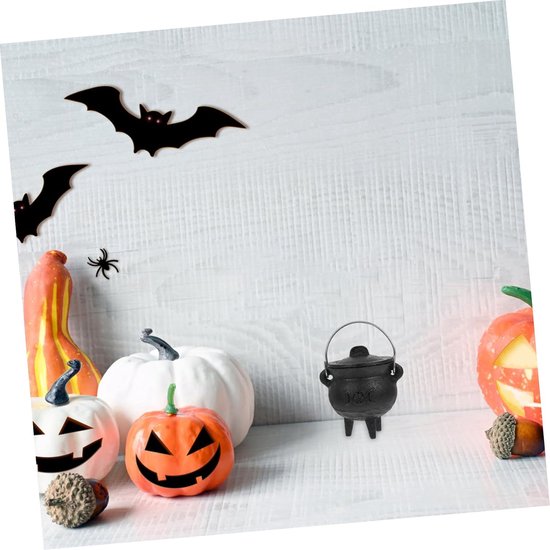 Gietijzeren Heksenketel - Offerketel Heksenpot - Rituele Sfeer Creëren - Realistisch Brandend Effect - 10.50X10.00X8.50CM - Zwart — afbeelding 3