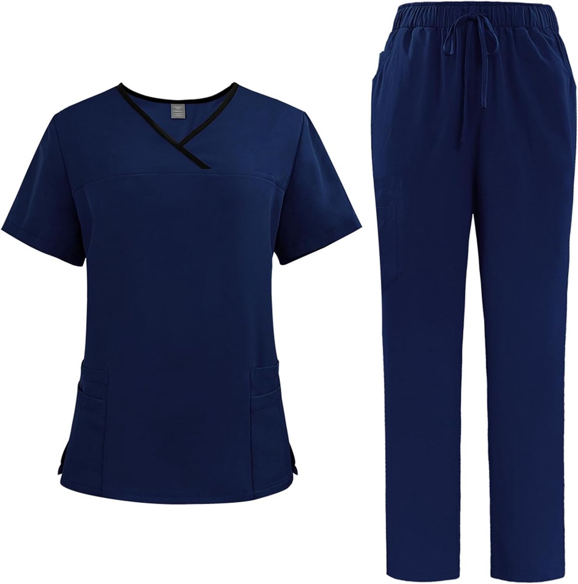 Scrubs voor Vrouwen Split Pak V-hals Top en Jogging Broek met Vier Zakken Pure Kleur Sneldrogende Medische Verpleging Uniformen DK51