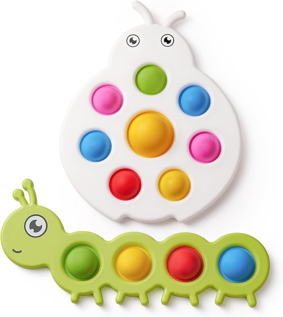 2 stuks Push and Pop Fidget speelgoed voor baby's vanaf 10 maanden, Montessori educatief speelgoed, sensorisch ontwikkelingsspeelgoed, stressvermindering, kleurrijk cadeau voor jongens en