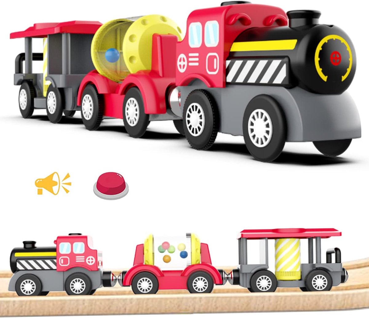 houten spoorweg trein, elektrische speelgoedlocomotief, kinderen, op batterijen werkende locomotieftrein, hoge snelheid speelgoed, compatibel met Brio houten spoor, voor jongen meisje